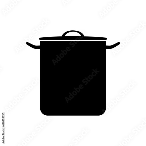Pan icon. Soup pot. Black silhouette. Side view. Vector simple flat graphic illustration. The isolated object on a white background. Isolate.