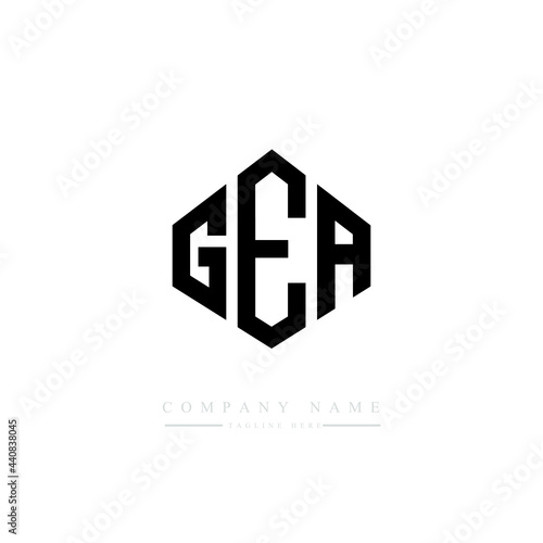 GEA letter logo design with polygon shape. GEA polygon logo monogram. GEA cube logo design. GEA hexagon vector logo template white and black colors. GEA monogram, GEA business and real estate logo. 