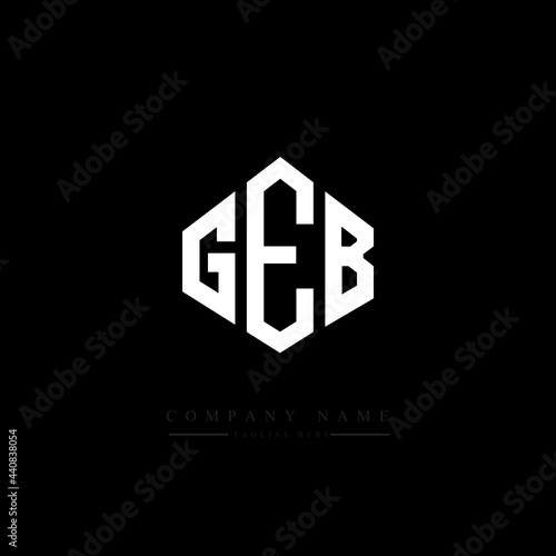 GEB letter logo design with polygon shape. GEB polygon logo monogram. GEB cube logo design. GEB hexagon vector logo template white and black colors. GEB monogram, GEB business and real estate logo. 