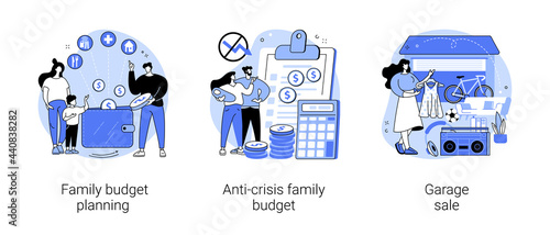 Family income abstract concept vector illustrations.