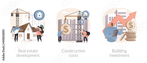 Construction project management abstract concept vector illustrations.