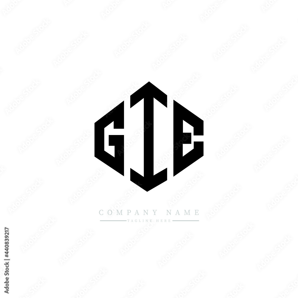GIE letter logo design with polygon shape. GIE polygon logo monogram. GIE cube logo design. GIE hexagon vector logo template white and black colors. GIE monogram, GIE business and real estate logo. 