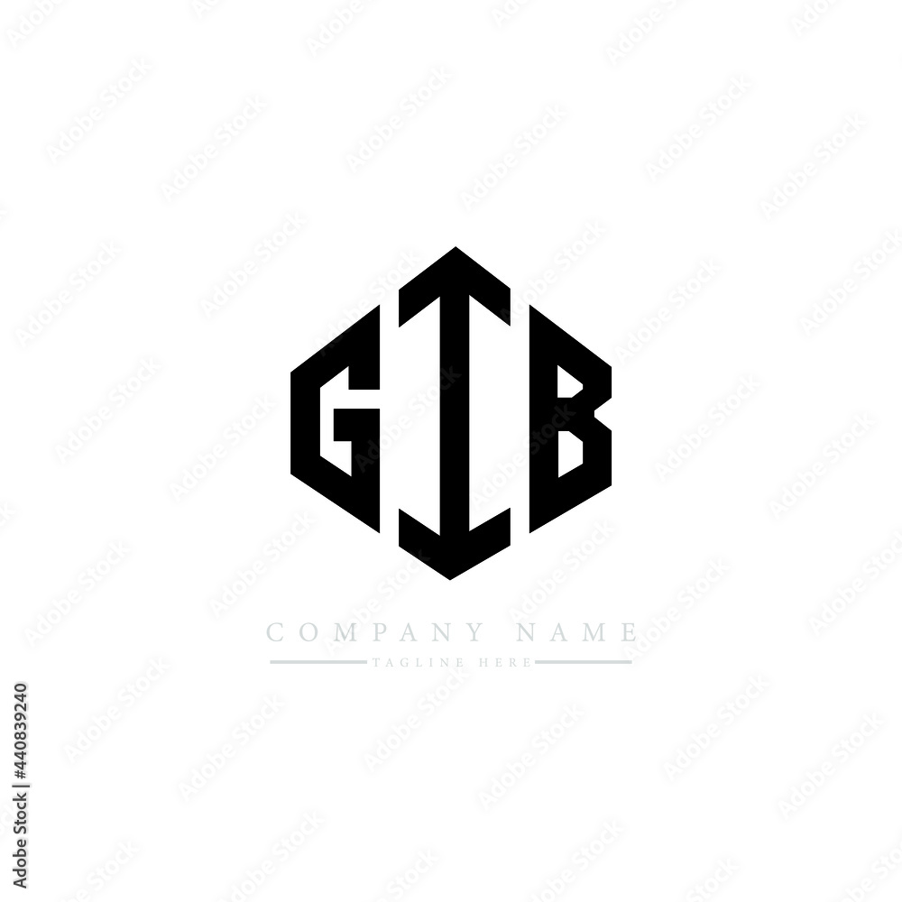 GIB letter logo design with polygon shape. GIB polygon logo monogram. GIB cube logo design. GIB hexagon vector logo template white and black colors. GIB monogram, GIB business and real estate logo. 