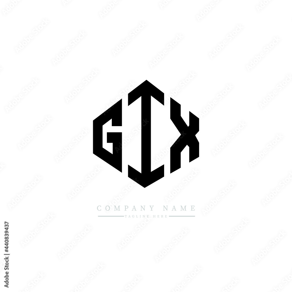 GIX letter logo design with polygon shape. GIX polygon logo monogram. GIX cube logo design. GIX hexagon vector logo template white and black colors. GIX monogram, GIX business and real estate logo. 