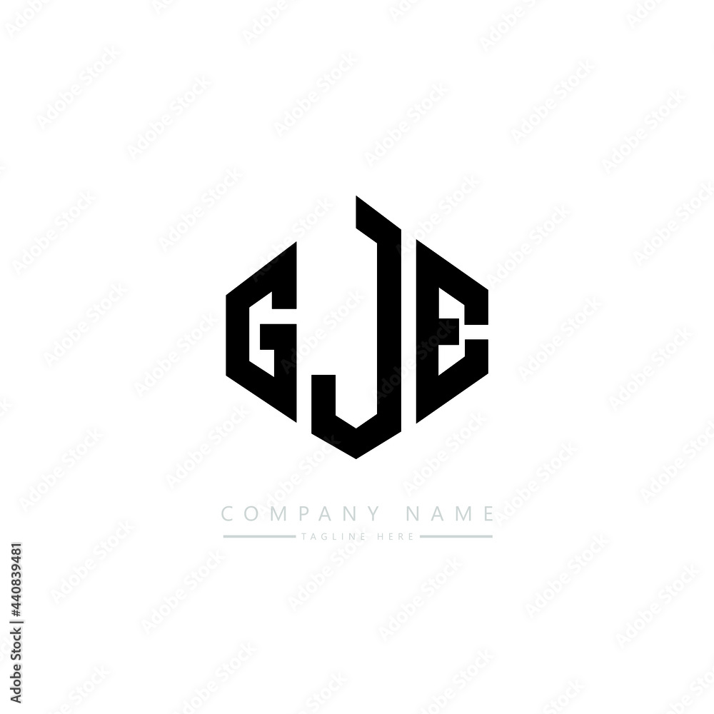 GJE letter logo design with polygon shape. GJE polygon logo monogram. GJE cube logo design. GJE hexagon vector logo template white and black colors. GJE monogram, GJE business and real estate logo. 
