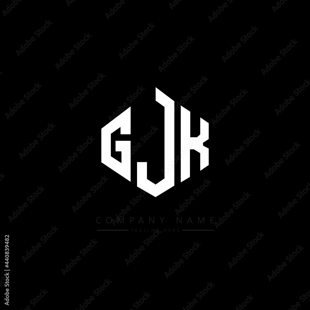 GJK letter logo design with polygon shape. GJK polygon logo monogram. GJK cube logo design. GJK hexagon vector logo template white and black colors. GJK monogram, GJK business and real estate logo. 