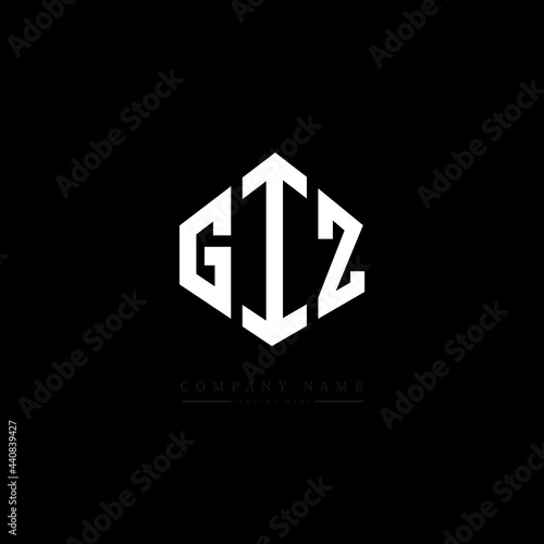GIZ letter logo design with polygon shape. GIZ polygon logo monogram. GIZ cube logo design. GIZ hexagon vector logo template white and black colors. GIZ monogram, GIZ business and real estate logo.  photo