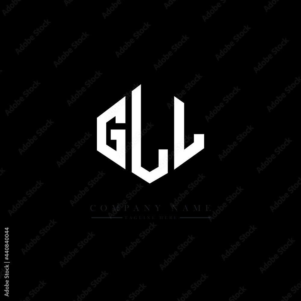 GLL letter logo design with polygon shape. GLL polygon logo monogram. GLL cube logo design. GLL hexagon vector logo template white and black colors. GLL monogram, GLL business and real estate logo. 