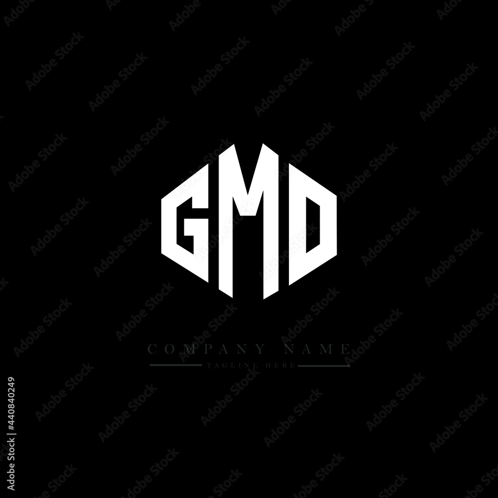 GMO letter logo design with polygon shape. GMO polygon logo monogram. GMO cube logo design. GMO hexagon vector logo template white and black colors. GMO monogram, GMO business and real estate logo. 