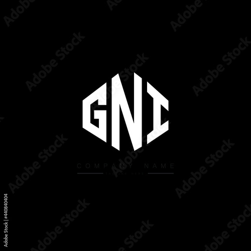 GNI letter logo design with polygon shape. GNI polygon logo monogram. GNI cube logo design. GNI hexagon vector logo template white and black colors. GNI monogram, GNI business and real estate logo.  photo