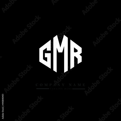 GMR letter logo design with polygon shape. GMR polygon logo monogram. GMR cube logo design. GMR hexagon vector logo template white and black colors. GMR monogram, GMR business and real estate logo.  photo