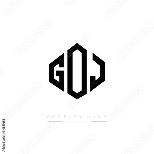 GOJ letter logo design with polygon shape. GOJ polygon logo monogram. GOJ cube logo design. GOJ hexagon vector logo template white and black colors. GOJ monogram, GOJ business and real estate logo. 