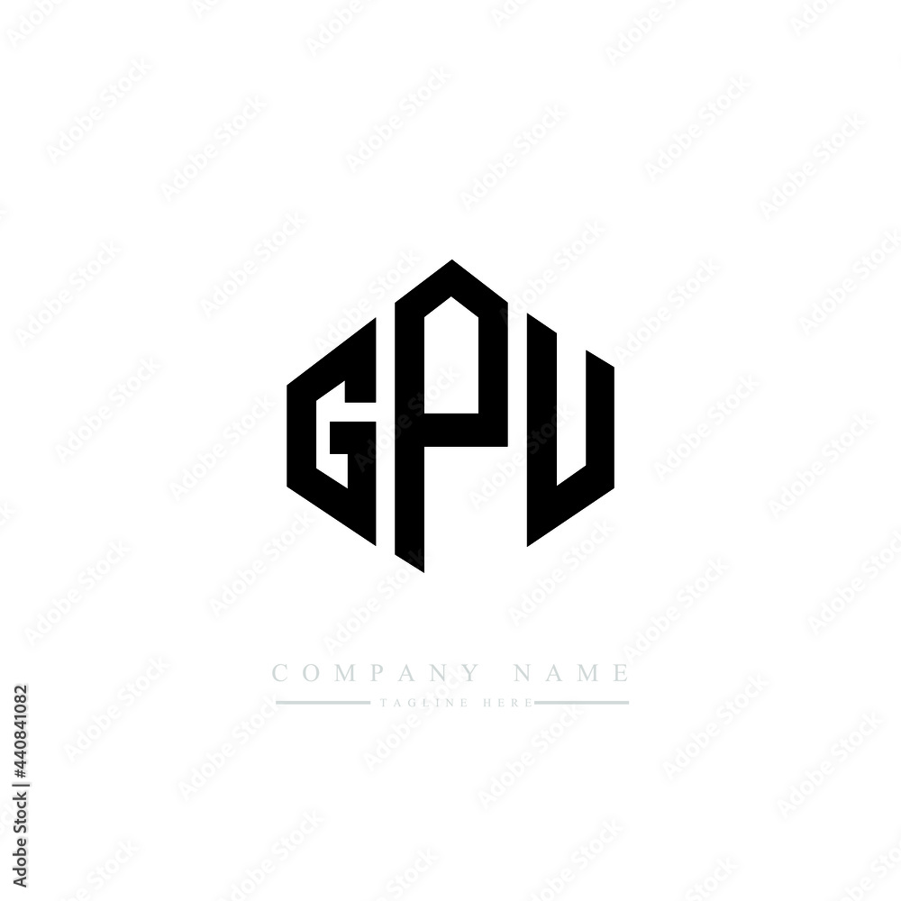 GPU letter logo design with polygon shape. GPU polygon logo monogram. GPU cube logo design. GPU hexagon vector logo template white and black colors. GPU monogram, GPU business and real estate logo. 