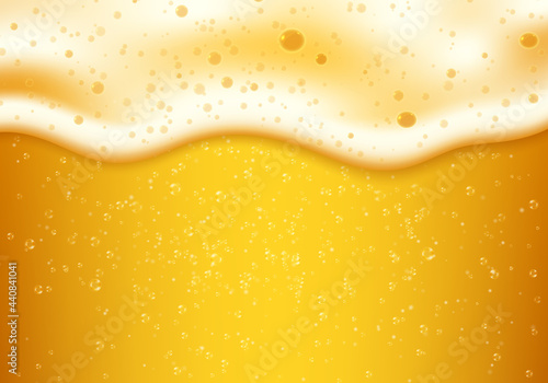 Lager beer foam and bubbles. Vector realistic background photo