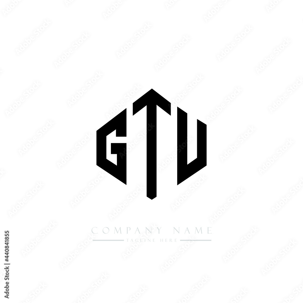 GTU letter logo design with polygon shape. GTU polygon logo monogram. GTU cube logo design. GTU hexagon vector logo template white and black colors. GTU monogram, GTU business and real estate logo. 