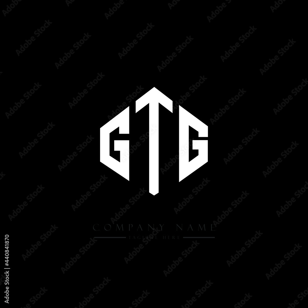 Obraz premium GTG letter logo design with polygon shape. GTG polygon logo monogram. GTG cube logo design. GTG hexagon vector logo template white and black colors. GTG monogram, GTG business and real estate logo. 