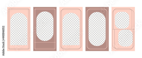 Social media template. Frames for stories in modern minimalist style. Vector background. Tarot cards. Boho, magic, esoteric style.