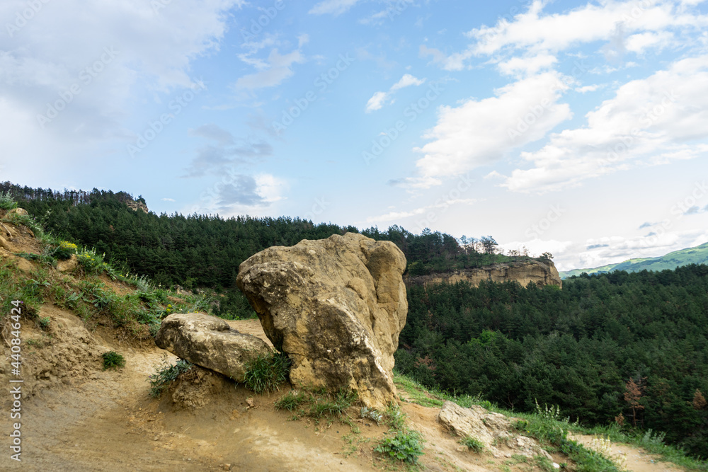 Mountain Landscape. Panoramic View Of Mountains Against Sky During Sunset