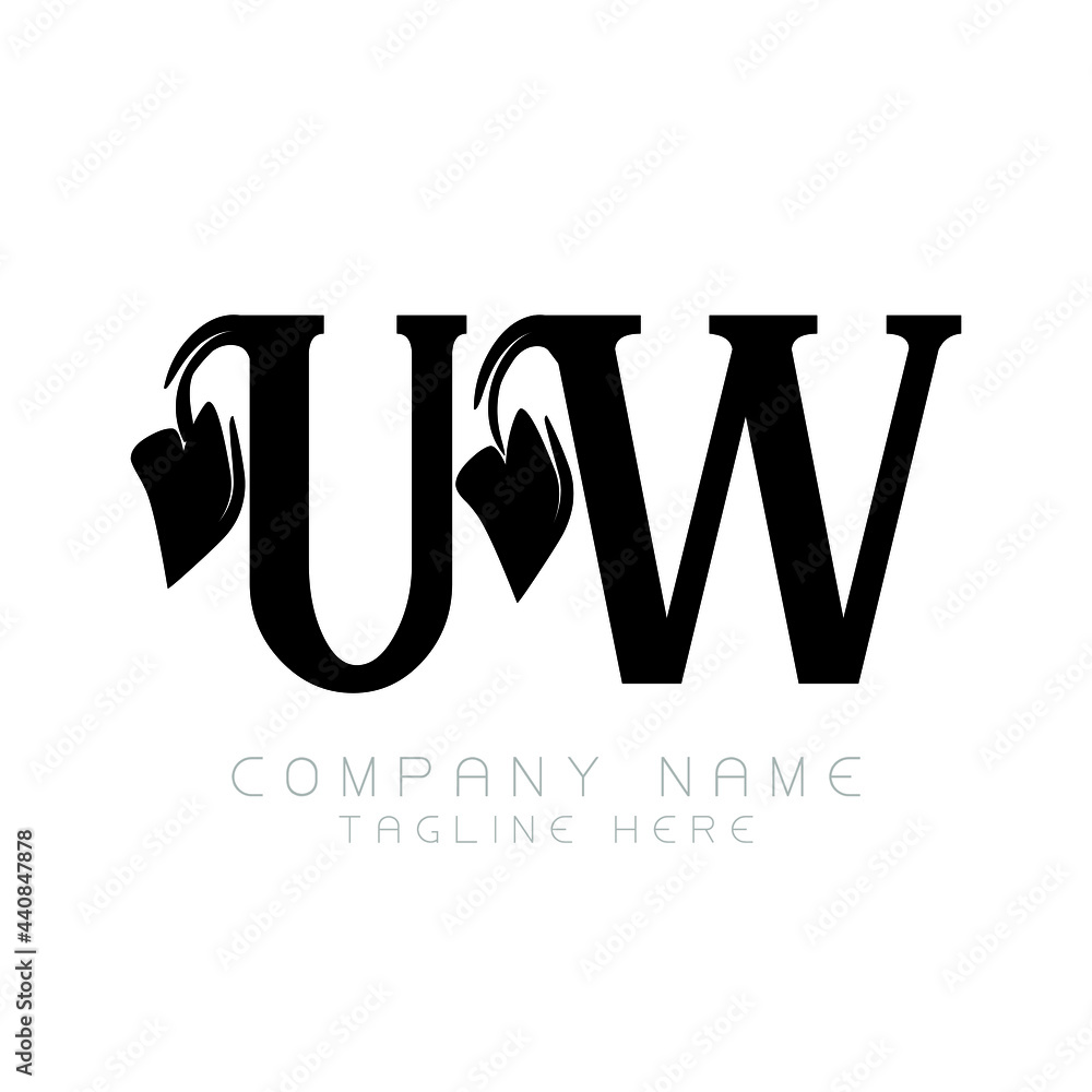 UW Letter Logo Design. UW Letter With Leaf Shape. UW Creative Two ...