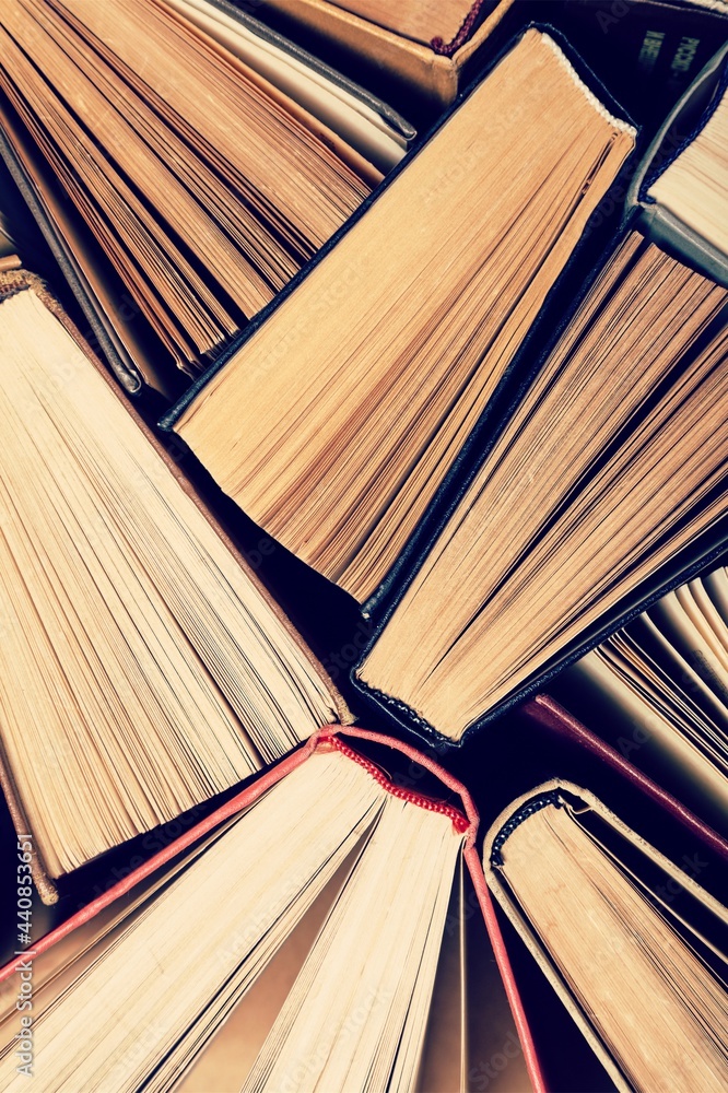 Fototapeta premium School retro Old Books Background.