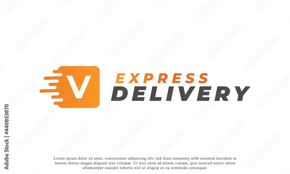 Creative Initial Letter V Logo. Orange Shape V Letter with Fast Shipping Delivery Truck Icon. Usable for Business and Branding Logos. Flat Vector Logo Design Ideas Template Element Creative Initial Letter V Logo. Orange Shape V Letter with Fast Shipping Delivery Truck Icon. Usable for Business and Branding Logos. Flat Vector Logo Design Ideas Template Element