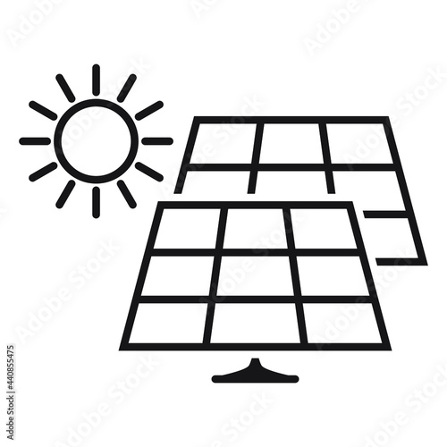 Солнечные панели. Solar panels. Vector outline. Isolated white background.