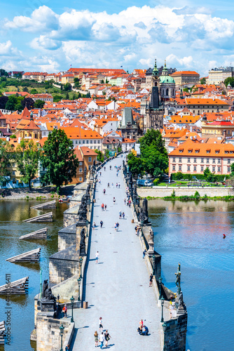 Canvas Print Prague panorama with Charles Bridge over Vltava River and Lesser Town