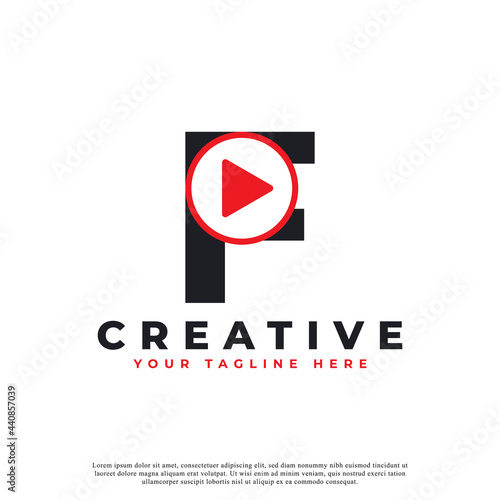 Creative Modern Play Letter F Icon. Music and Video Logo Element. Usable for Business and Technology Logos.
