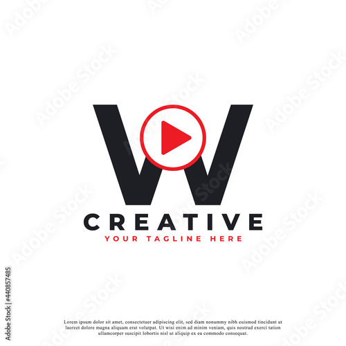 Creative Modern Play Letter W Icon. Music and Video Logo Element. Usable for Business and Technology Logos.