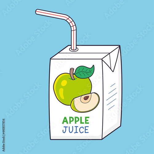 Apple juice box with straw isolated vector