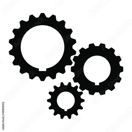 Шестерня силуэт.  Шестеренки силуэт. Gear wheel silhouette. Vector drawing. Isolated white background.