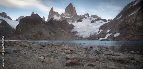 Panoramic view of Mount Fitz Roy and Laguna de los Tres, El Chalten, Patagonia Argentina © PatagoniaLandscapes