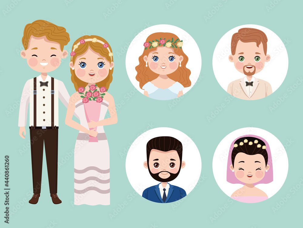 six wedding characters
