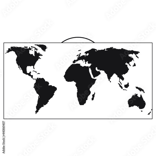 Карта мира силуэт. Silhouette world map. Vector drawing. Isolated white background.