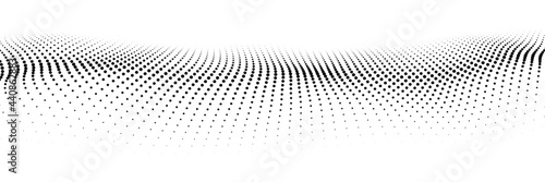 Dynamic wave on white background. Wave of particles. Futuristic point wave. Design for poster. Technology vector background. Vector illustration.