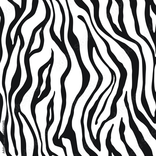 Tiger monochrome seamless pattern. Vector animal skin print. Fashion stylish organic texture.