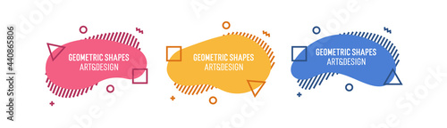 Set of modern organic shapes. Fluid vector trendy elements. Template graphics with geometric speech bubbles and banners with frames to put your own text