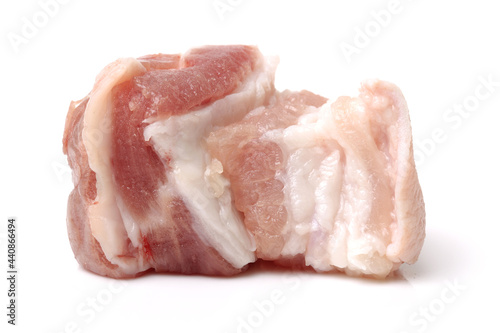 Pork belly on white background