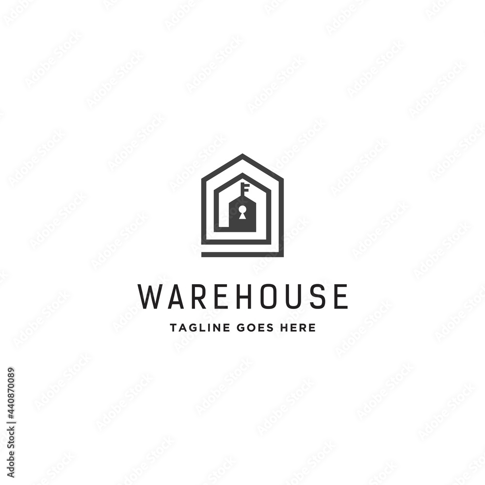 warehouse key logo icon vector template