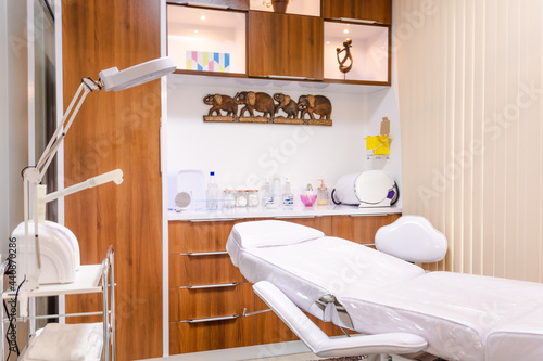 interior environment aesthetics clinic with skin cleaning equipment