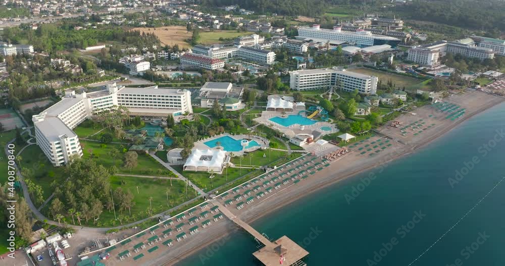 Aerial drone shot of the, beach and mountain coast in Antalya, Kemer, Turkey. Aerial drone shot of the, beach and mountain coast in Antalya, Kemer, Turkey.