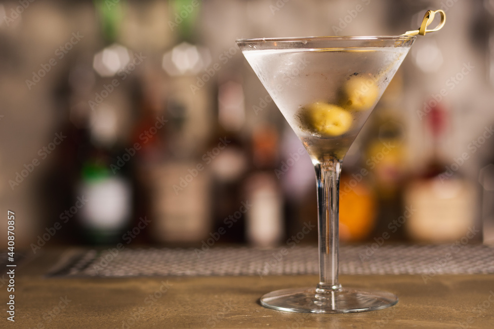 Drink Dry Martini in a bar environment