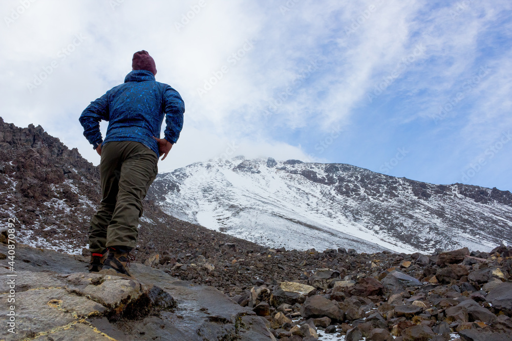 A hiker climbing the Pico de Orizaba in North America