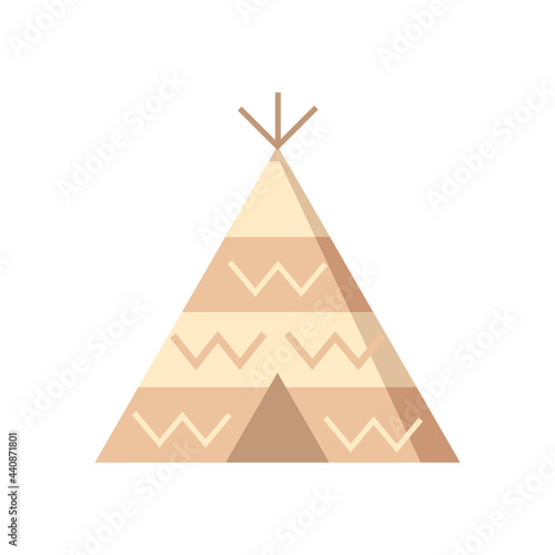 teepee tent icon, flat icon vector illustration isolated on white background. for the theme of buildings, history and others