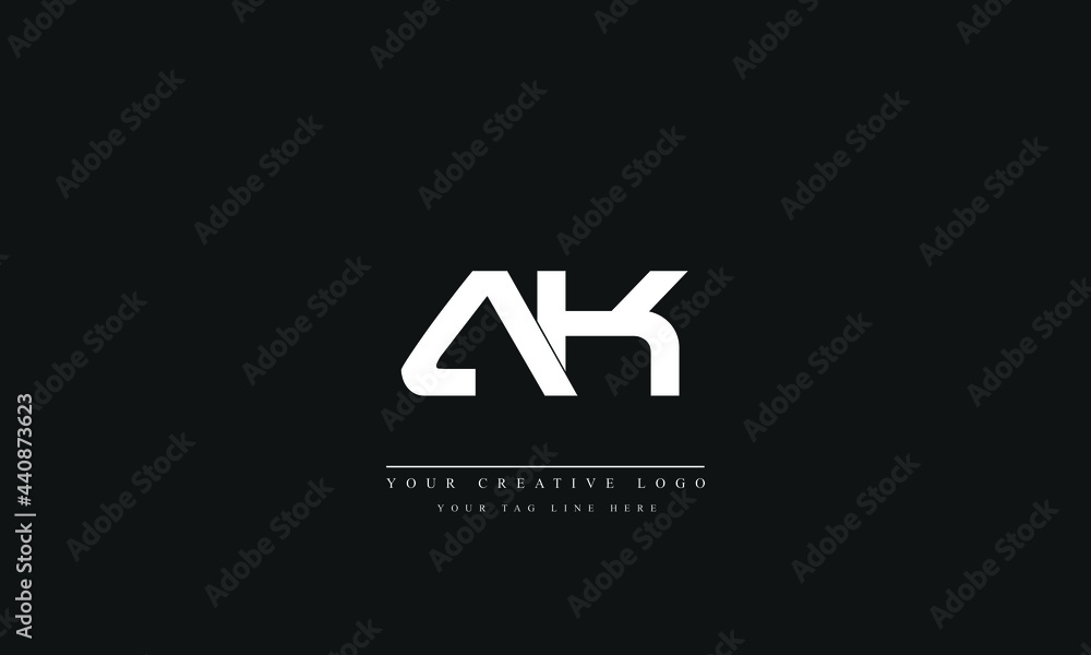 Letter Logo Design with Creative Modern Trendy Typography AK KA A K - obrazy, fototapety, plakaty 