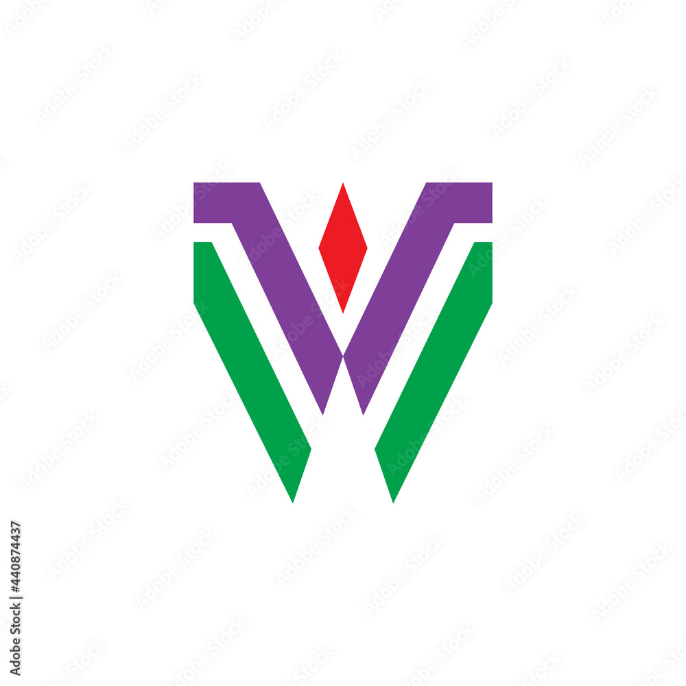 Minimalist flat logo design of Letter V and W Minimalist flat logo design of Letter V and W