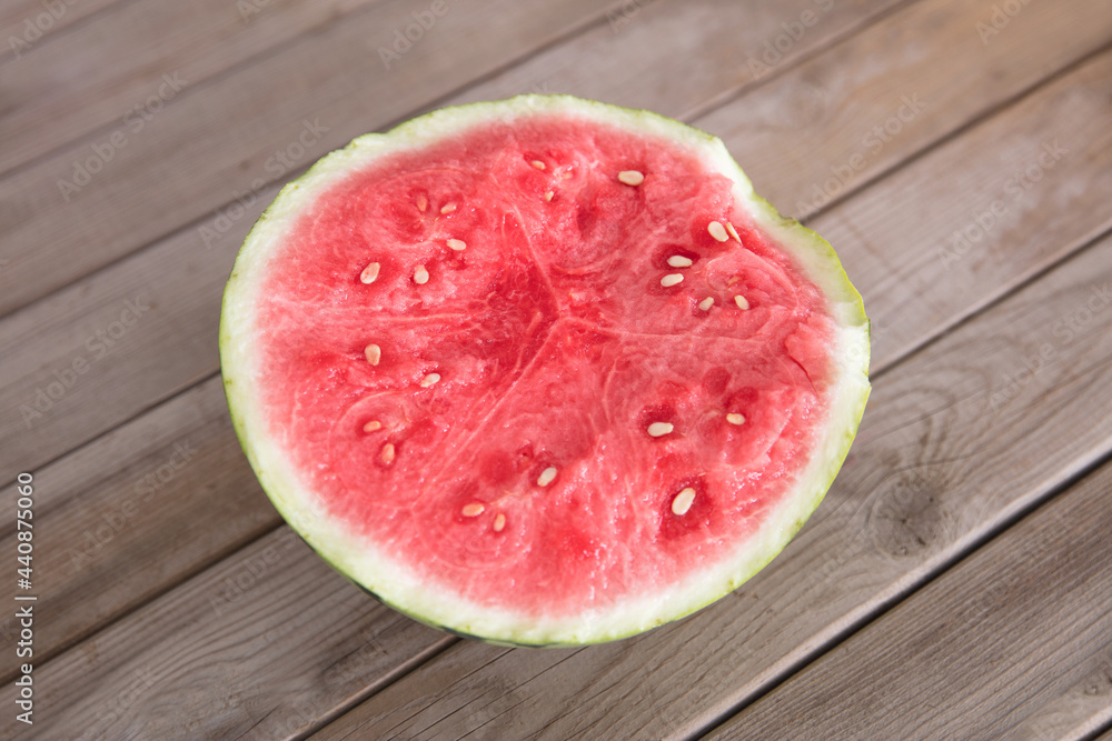 Cut half of watermelon