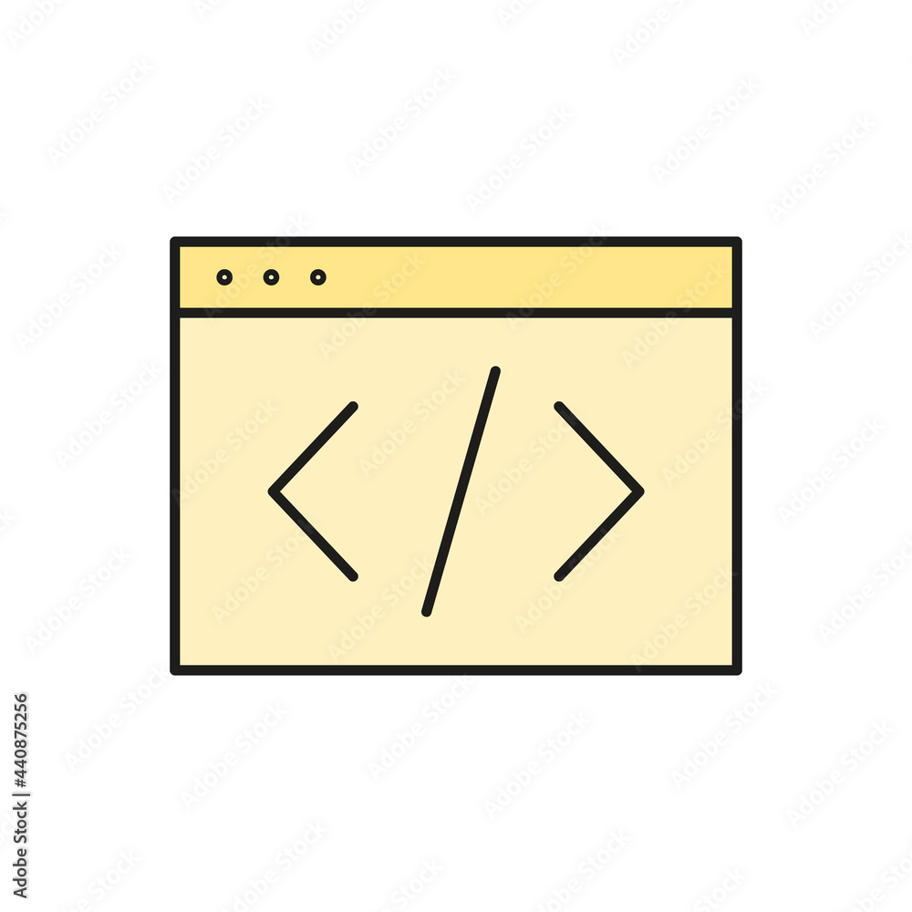Programming concept online database computer technology icon, remote data storage, protect info outline flat vector illustration, isolated on white. Programming concept online database computer technology icon, remote data storage, protect info outline flat vector illustration, isolated on white.