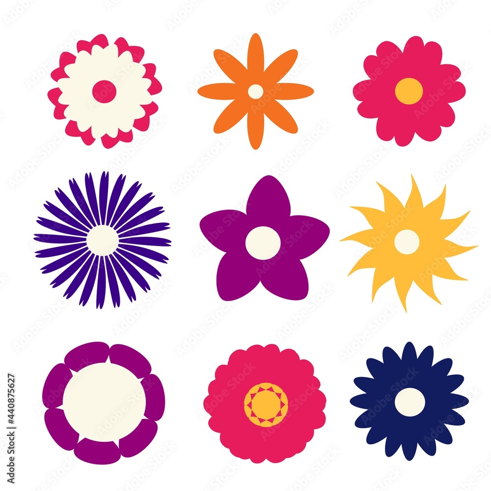 set of colorful flowers set of colorful flowers