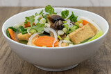 Hearty bowl of Tofu Pho for the vegetarian appetite served in a hearty bowl